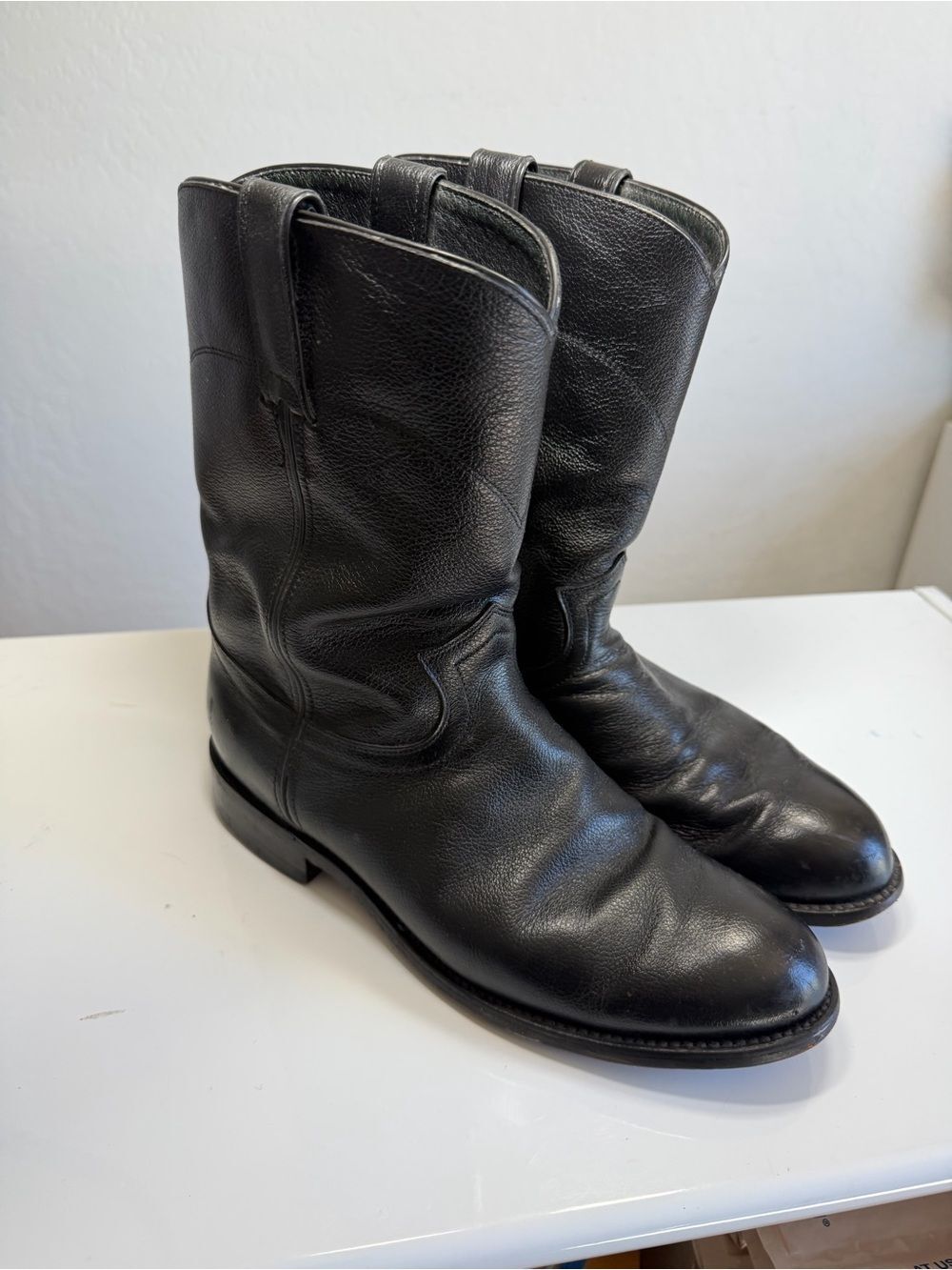 Dan Post Vintage Black Leather Cowboy Boots 9.5 D